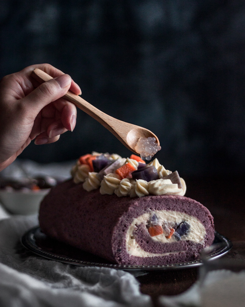 roll cake swiss roll moody photography bubur cha cha Melbourne food photographer