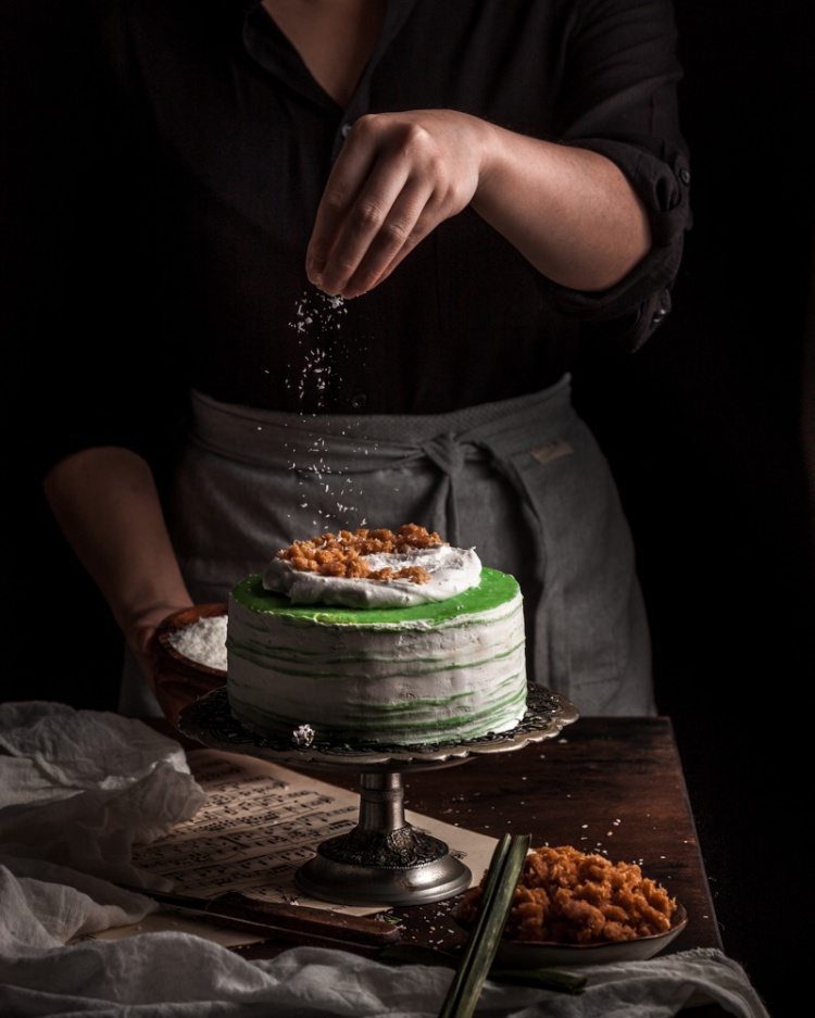 crepe cake moody action food photography Melbourne Australia